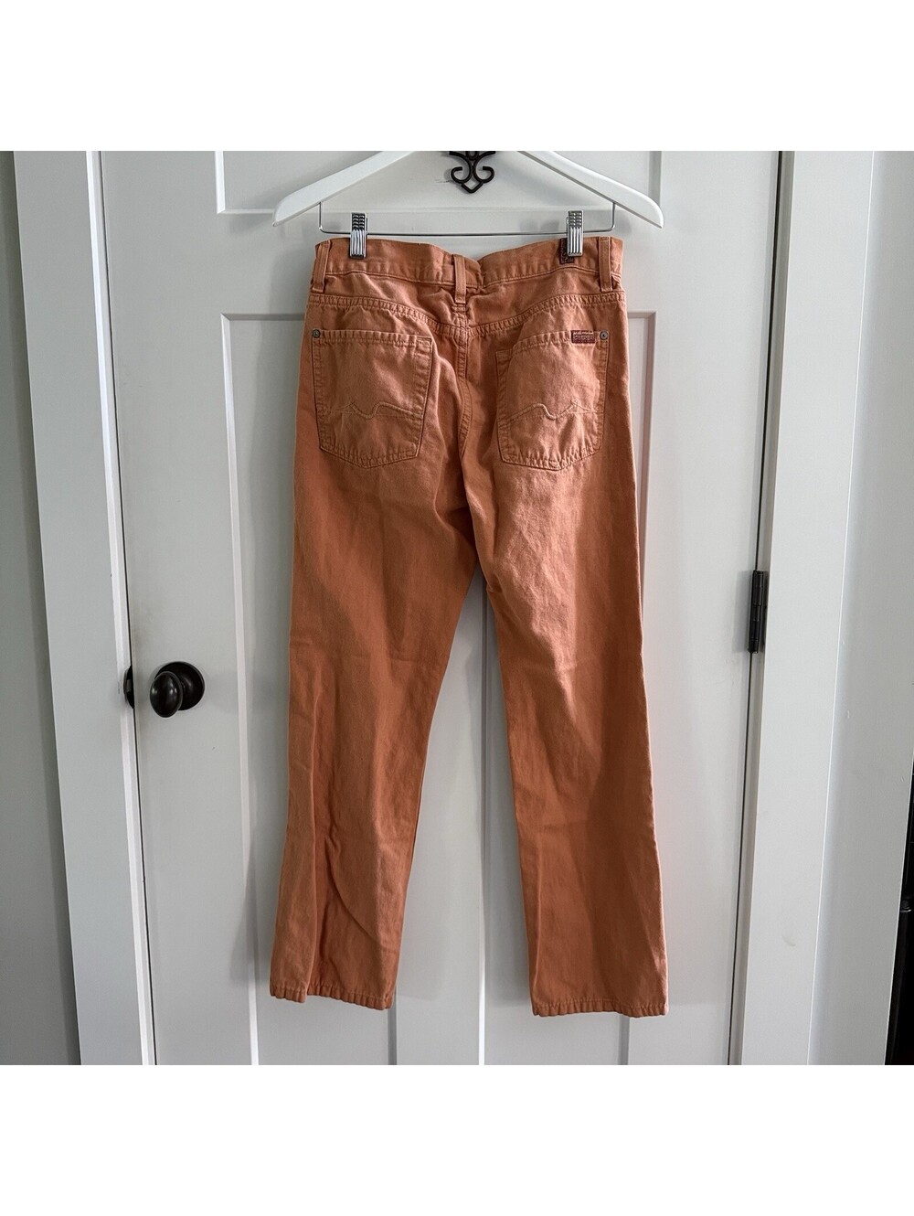 7 For All Mankind Slimmy Men’s Jeans 30x28 Orange Cotton Linen Slim Fit - Picture 6 of 11